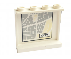 Panel 1 x 4 x 3 - Hollow Studs with Map Street Pattern 8 with 'CITY' on Inside (Sticker) - Set 7743