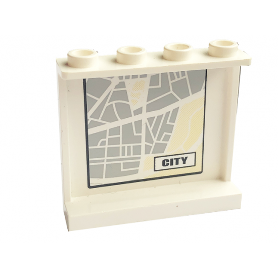 Panel 1 x 4 x 3 - Hollow Studs with Map Street Pattern 8 with 'CITY' on Inside (Sticker) - Set 7743