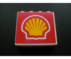 Panel 1 x 4 x 3 - Hollow Studs with Shell Logo Pattern (Sticker) - Set 8672