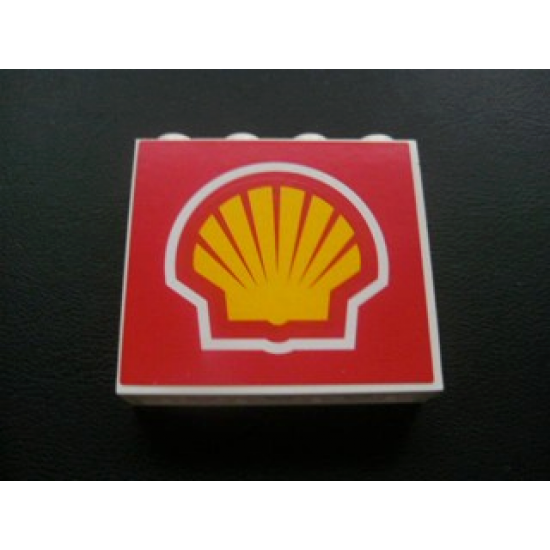 Panel 1 x 4 x 3 - Hollow Studs with Shell Logo Pattern (Sticker) - Set 8672