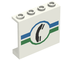 Panel 1 x 4 x 3 - Hollow Studs with Telephone and Green / Blue Lines Pattern