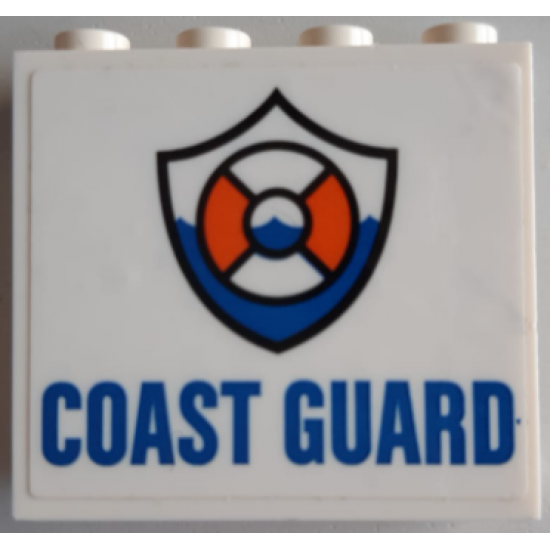 Panel 1 x 4 x 3 with Side Supports - Hollow Studs with Blue 'COAST GUARD' and Logo Pattern (Sticker) - Set 60167