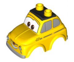 Duplo, Vehicle Car Body 2 Top Studs Compact with Cars Luigi with Silver Side Windows Pattern