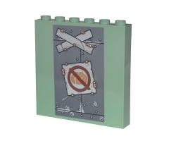 Panel 1 x 6 x 5 with DUPLO Alien with Circle with Slash, Silver Metal Plates, Scratches and Rivets with Rust Pattern (Sticker) - Set 70840