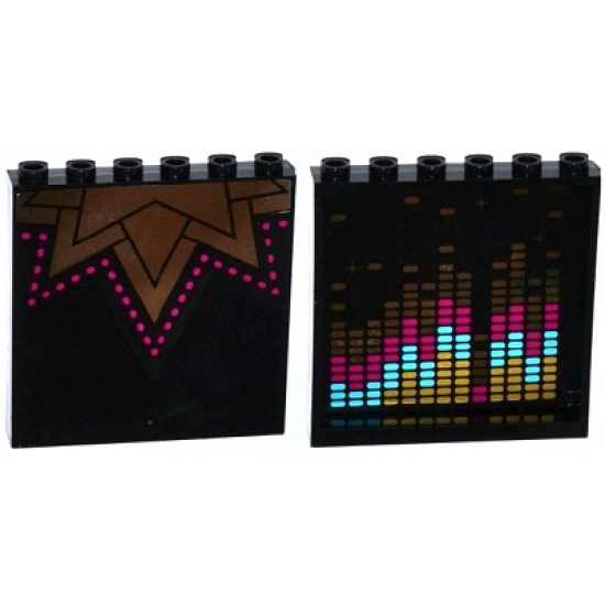 Panel 1 x 6 x 5 with Music Graph on Inside and Triangles and Magenta Dots on Outside Pattern (Stickers) - Set 41117