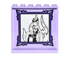 Panel 1 x 6 x 5 with Portrait of Elves Ragana and Cat Jynx in Dark Purple Frame on Inside Pattern (Sticker) - Set 41180