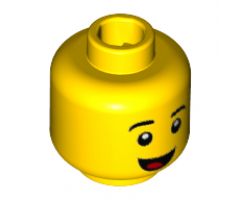 Minifigure, Head Black Eyebrows, Smile with Tongue Pattern - Hollow Stud
