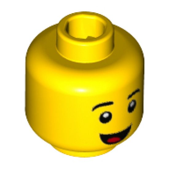 Minifigure, Head Black Eyebrows, Smile with Tongue Pattern - Hollow Stud