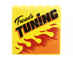 Panel 1 x 6 x 5 with 'Treads TUNING' and Flames Pattern (Sticker) - Set 60258