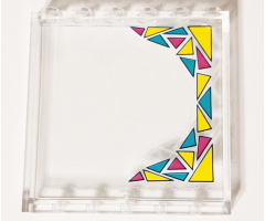 Panel 1 x 6 x 5 with Dark Turquoise, Magenta, and Bright Light Orange Triangles Pattern Model Left Side (Sticker) - Set 41344