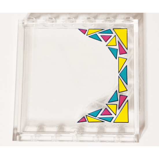 Panel 1 x 6 x 5 with Dark Turquoise, Magenta, and Bright Light Orange Triangles Pattern Model Left Side (Sticker) - Set 41344