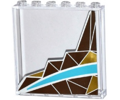 Panel 1 x 6 x 5 with Silver and Gold Triangle Mosaic and White and Medium Azure Curved Stripes Pattern Left Side (Sticker) - Set 41106