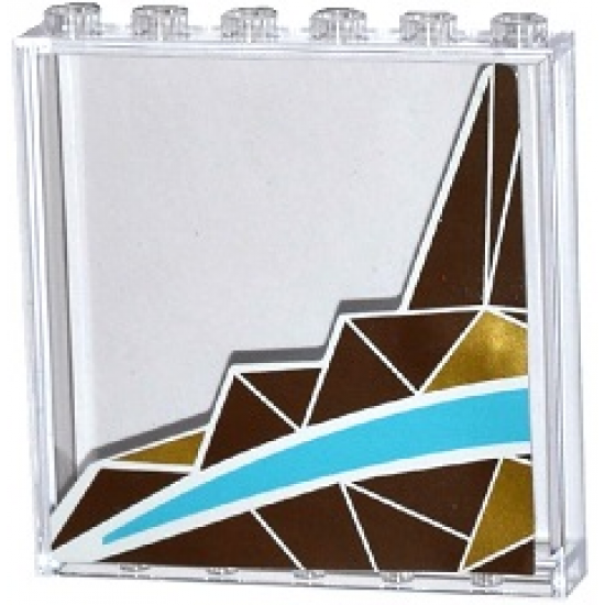 Panel 1 x 6 x 5 with Silver and Gold Triangle Mosaic and White and Medium Azure Curved Stripes Pattern Left Side (Sticker) - Set 41106
