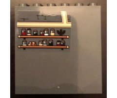 Panel 1 x 6 x 5 with Bat, Jars and Books on Shelves Pattern (Sticker) - Set 71043