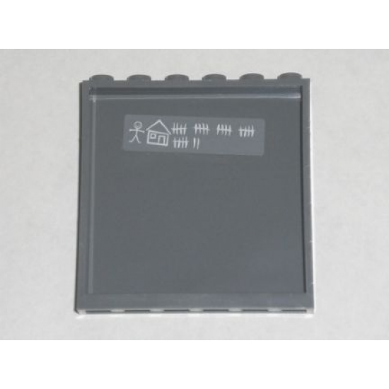 Panel 1 x 6 x 5 with Stick Figure, House, and Tally Marks on Inside Pattern (Sticker) - Set 7744