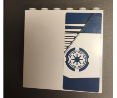 Panel 1 x 6 x 5 with Dark Blue SW Republic Logo Pattern Model Left Side (Sticker) - Set 75046