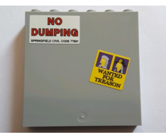 Panel 1 x 6 x 5 with 'NO DUMPING SPRINGFIELD CIVIL CODE 77621' and 'WANTED FOR TREASON' Pattern (Stickers) - Set 71016