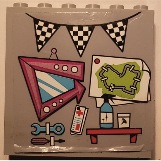Panel 1 x 6 x 5 with Tools, Race Track Map, and Checkered Flag Pattern (Sticker) - Set 41352