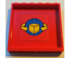 Panel 1 x 6 x 5 with Box and Arrows and Globe Pattern on Red Background Pattern (Sticker) - Sets 7939 / 7992 / 7994