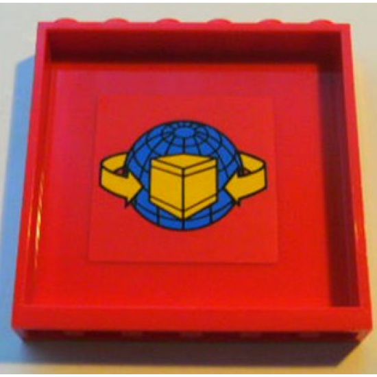 Panel 1 x 6 x 5 with Box and Arrows and Globe Pattern on Red Background Pattern (Sticker) - Sets 7939 / 7992 / 7994