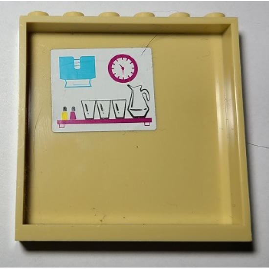 Panel 1 x 6 x 5 with Clock, Pitcher, Glasses and Paper Towel Dispenser Pattern (Sticker) - Set 41134