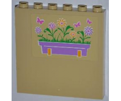 Panel 1 x 6 x 5 with Flower Box and Butterflies Pattern Left (Sticker) - Set 3189