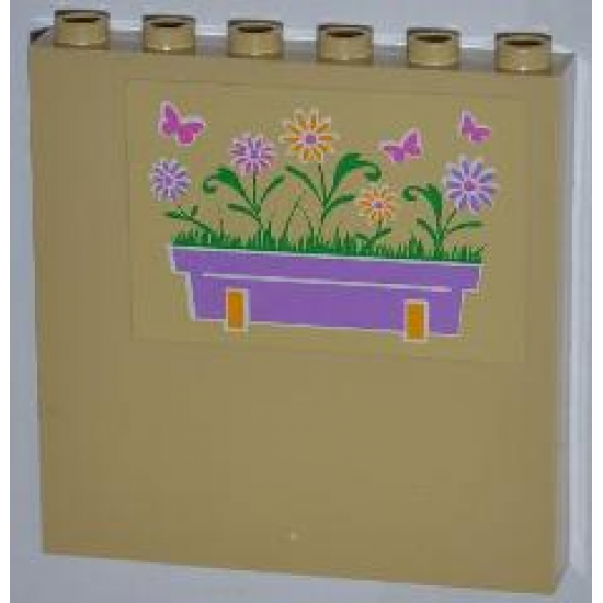 Panel 1 x 6 x 5 with Flower Box and Butterflies Pattern Left (Sticker) - Set 3189