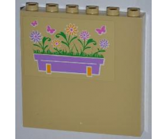Panel 1 x 6 x 5 with Flower Box and Butterflies Pattern Right (Sticker) - Set 3189