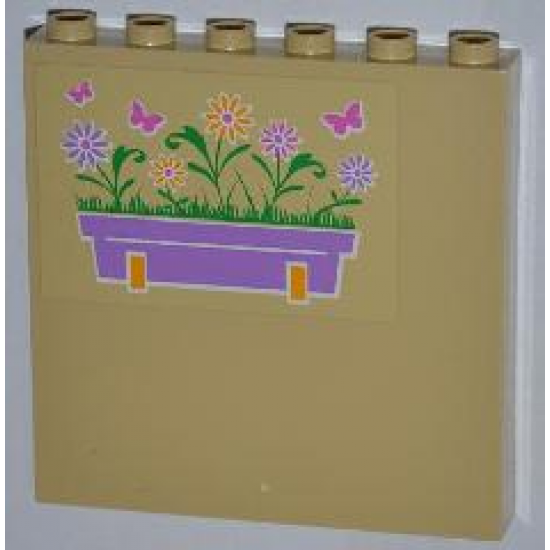 Panel 1 x 6 x 5 with Flower Box and Butterflies Pattern Right (Sticker) - Set 3189