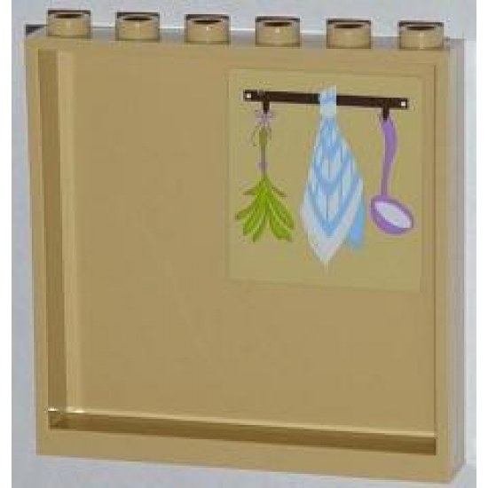 Panel 1 x 6 x 5 with Herbs, Tea Towel and Ladle Pattern on Inside (Sticker) - Set 3315