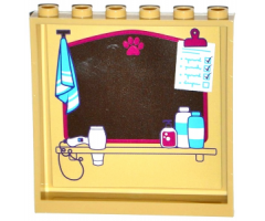 Panel 1 x 6 x 5 with Mirror with Paw Print, Towel, Checklist, Hair Dryer and Toiletries Pattern on Inside Pattern (Sticker) - Set 41124