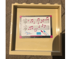 Panel 1 x 6 x 5 with Musical Score and Notes with Silver Border Pattern on Inside (Sticker) - Set 41134
