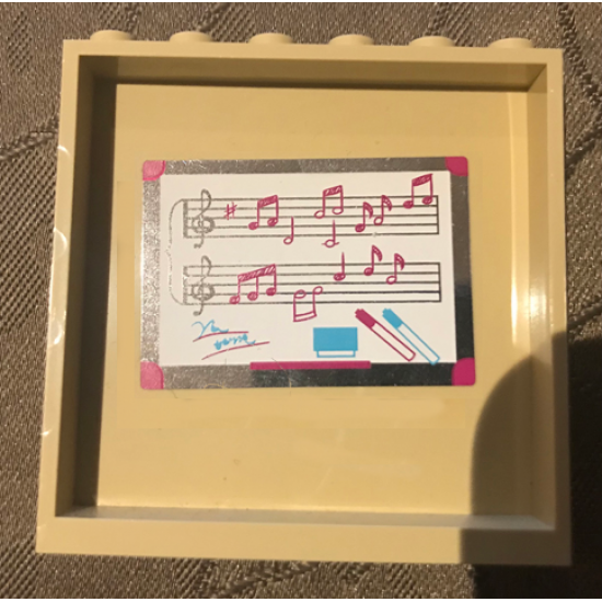 Panel 1 x 6 x 5 with Musical Score and Notes with Silver Border Pattern on Inside (Sticker) - Set 41134