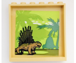 Panel 1 x 6 x 5 with Palm Trees and Dimetrodons / Dinosaurs Pattern on Inside (Sticker) - Set 75930