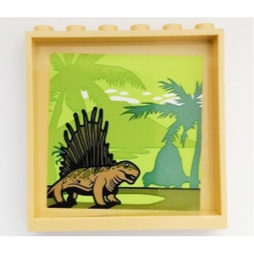 Panel 1 x 6 x 5 with Palm Trees and Dimetrodons / Dinosaurs Pattern on Inside (Sticker) - Set 75930