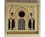 Panel 1 x 6 x 5 with Torches, Bricks, Arches, Doorway and Fires Pattern on Inside (Sticker) - Set 71043