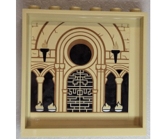 Panel 1 x 6 x 5 with Torches, Bricks, Arches, Doorway and Fires Pattern on Inside (Sticker) - Set 71043