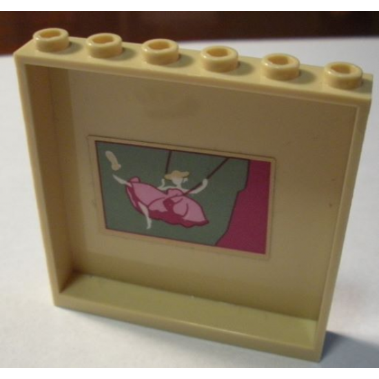 Panel 1 x 6 x 5 with Painting of Girl in Pink Dress on Swing Pattern on Inside (Sticker) - Set 41068