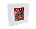 Panel 1 x 6 x 5 with 'TOYS', 'NEW', Number 9, Police Badge, Blue Hat and Bear Pattern (Sticker) - Set 60233
