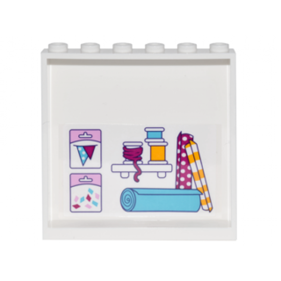 Panel 1 x 6 x 5 with 2 Clipboards, Shelf with 3 Ribbon Spools and 3 Rolls of Wrapping Paper on Inside Pattern (Sticker) - Set 41132