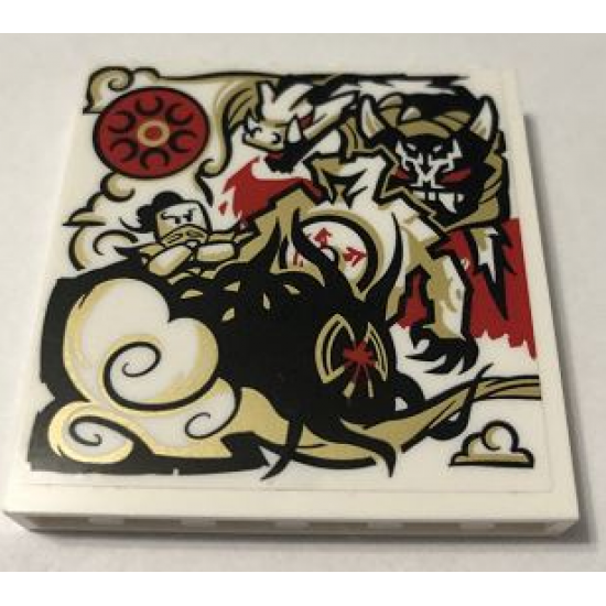 Panel 1 x 6 x 5 with Black, Gold, Red and White Dragon and Ninja Minifigure Pattern (Sticker) - Set 70670