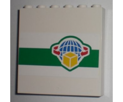Panel 1 x 6 x 5 with Box and Arrows and Globe on Green Stripe Pattern (Sticker) - Set 7733