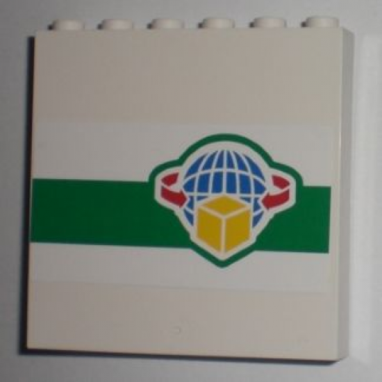 Panel 1 x 6 x 5 with Box and Arrows and Globe on Green Stripe Pattern (Sticker) - Set 7733