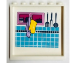Panel 1 x 6 x 5 with Cupboard, Tiles, Towel, Oven Mitt and Kitchen Utensils Pattern on Inside (Sticker) - Set 41314