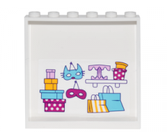 Panel 1 x 6 x 5 with Gift Boxes, Masks, Shelf with Cake Stand and Round Boxes and Shopping Bags on Inside Pattern (Sticker) - Set 41132