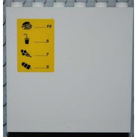 Panel 1 x 6 x 5 with Menu and Prices on Yellow Background Pattern (Sticker) - Set 4644