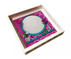 Panel 1 x 6 x 5 with Mirror, Flower in Vase, Bow and Brushes with Comb Pattern on Inside (Sticker) - Set 41391