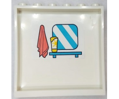 Panel 1 x 6 x 5 with Towel, Mirror and Sunscreen Bottle on Shelf Pattern on Inside (Sticker) - Set 41430