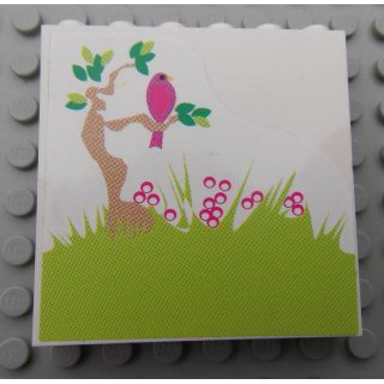 Panel 1 x 6 x 5 with Tree, Bird and Grass Pattern (Sticker) - Set 7586