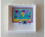Panel 1 x 6 x 5 with World Map and Three Photos Pattern on Inside (Sticker) - Set 41314